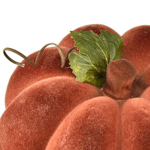 Article Citrouille décorative floquée - décoration de table automnale en marron rouge fort 20cm 2pcs