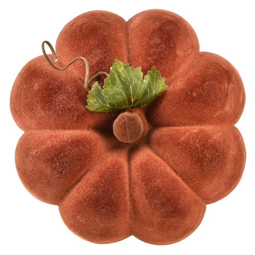 Article Citrouille décorative floquée - décoration de table automnale en marron rouge fort 20cm 2pcs