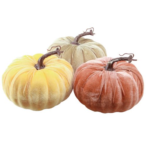 Floristik24 Citrouilles déco jaune beige rouge marron floquées Ø18cm 3 pcs