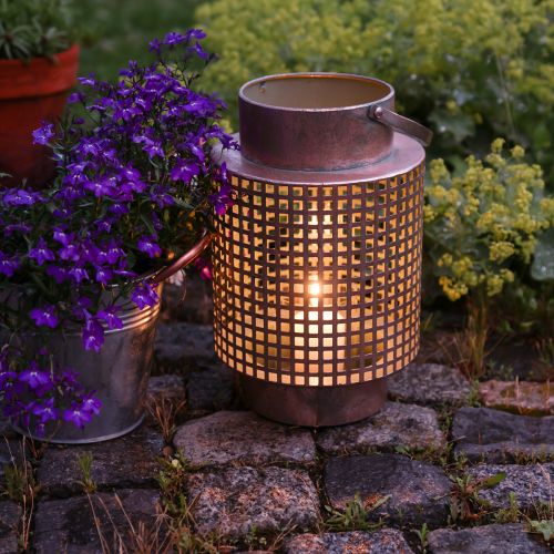 Lanterne décorative lanterne métal avec anse rosace Ø18cm H29cm