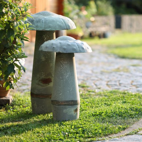 Floristik24 Champignon décoratif en métal décoration d'automne vert rouille vintage 36cmx62cm
