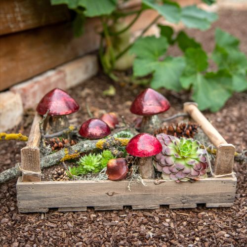 Article Champignon Décoratif Rouge Grand Verre Décoration Automne Ø14cm H23cm