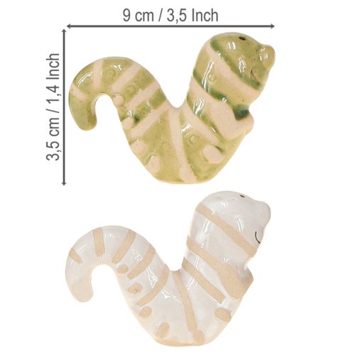 Article Décoration de ver drôle chenille en céramique décoration suspendue pot 9x6cm 2pcs