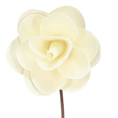 Roses décoratives roses artificielles crème en bois Ø7cm 12 pcs