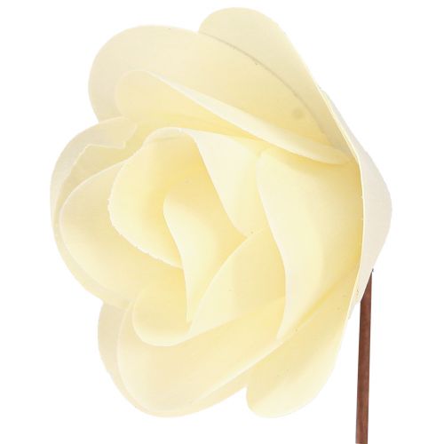 Article Roses décoratives roses artificielles crème roses en bois Ø7,5cm 12 pcs