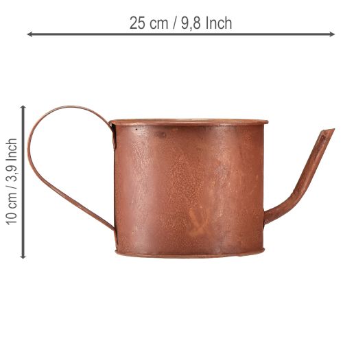 Article Arrosoir/pot de fleurs décoratif couleur rouille, en métal, Ø 12,5 cm H 10,5 cm