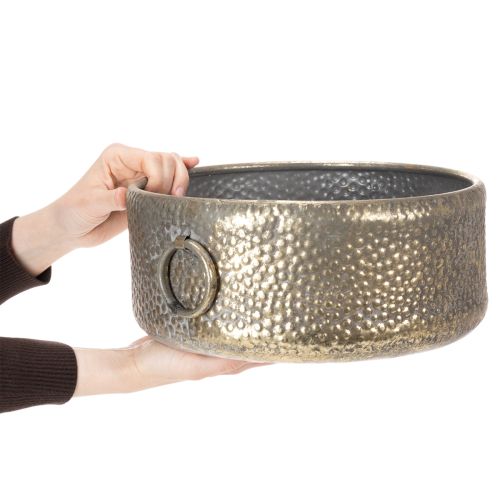 Article Bol décoratif, aspect antique, pot de fleurs en métal doré, Ø 37/31 cm, lot de 2