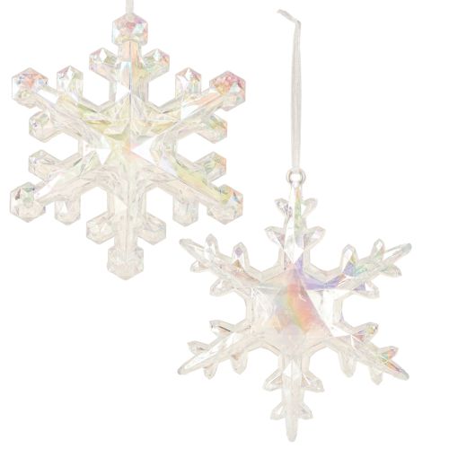 Floristik24 Flocons de neige décoratifs, décoration hivernale, irisés, Ø 14–15 cm, lot de 2