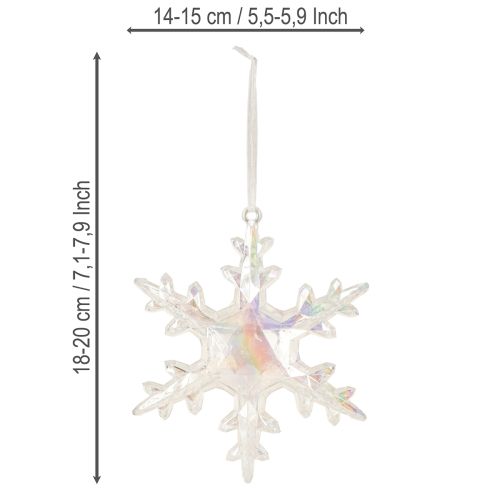 Article Flocons de neige décoratifs, décoration hivernale, irisés, Ø 14–15 cm, lot de 2