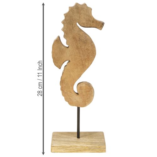 Article Décoration de table décorative en bois hippocampe bleu naturel H28cm