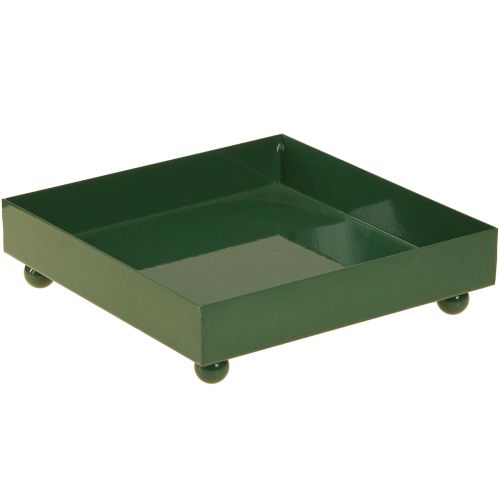 Plateau décoratif carré en métal vert 15×15cm 2pcs