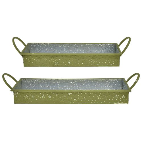 Plateau décoratif Noël étoiles vertes 49cm/43cm lot de 2