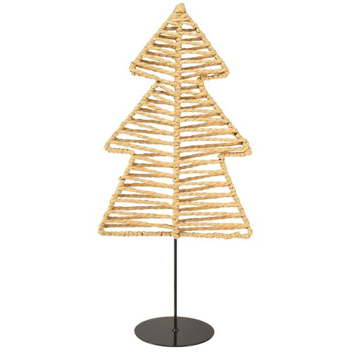 Article Sapin de Noël décoratif métal raphia noir naturel 21x11,5x45cm