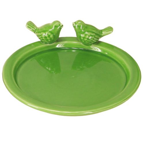Assiette décorative bain d&#39;oiseaux décoration de table céramique verte Ø20,5cm 2pcs