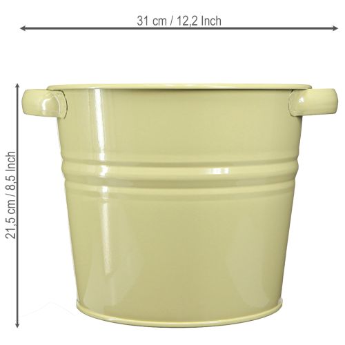 Pot décoratif en métal, vert/jaune, pot de fleurs, 31 x 26 x 21,5 cm | Floristik24.be