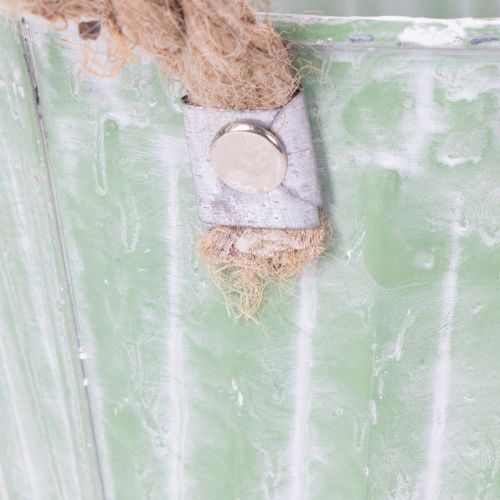 Article Pot décoratif, seau en métal pour plantation, jardinière avec poignées, rose/vert/jaune style shabby chic Ø15cm H13cm, ensemble de 3 pièces