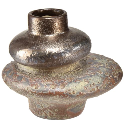 Floristik24 Vase décoratif en céramique aspect métallique vase décoratif 19×18×16cm