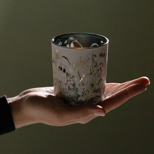 Article Lanterne décorative en verre à motif de feuilles, 8 cm, lot de 4, pour une touche d'élégance dans votre intérieur.