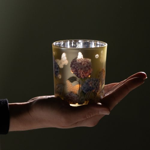 Article Lanterne décorative en verre à motif floral pour une touche d'élégance dans votre intérieur, 8 cm, lot de 4.