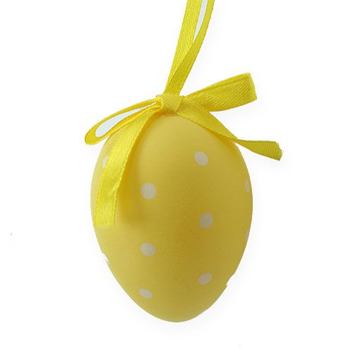 Floristik24 Œufs de Pâques décoratifs jaunes et blancs 6,5 cm 12 p.