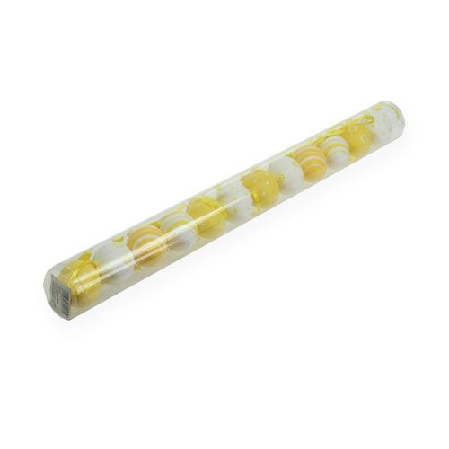 Floristik24 Œufs de Pâques décoratifs jaunes et blancs 6,5 cm 12 p.