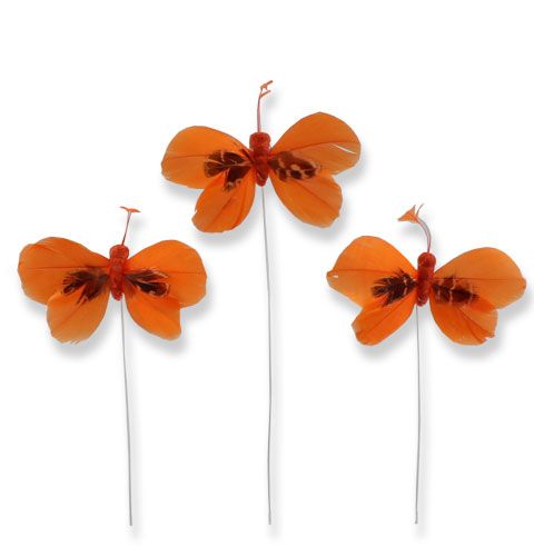 Floristik24 Papillons décoratifs sur le fil Orange 9cm 36pcs