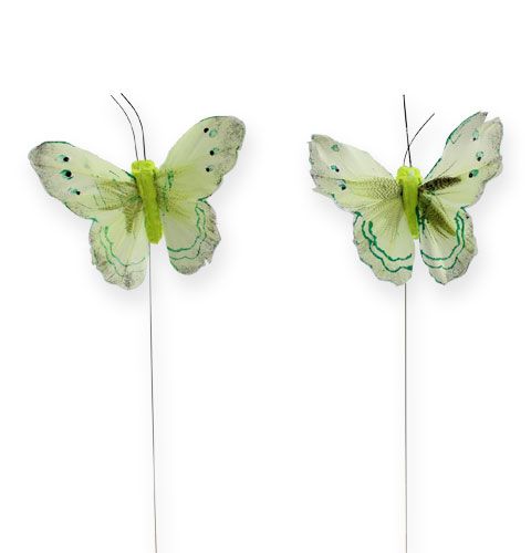 Floristik24 Papillons déco sur fil vert 9cm 12P
