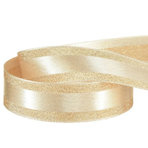 Article Ruban décoratif doré avec paillettes et rayures ruban cadeau 25mm 20m