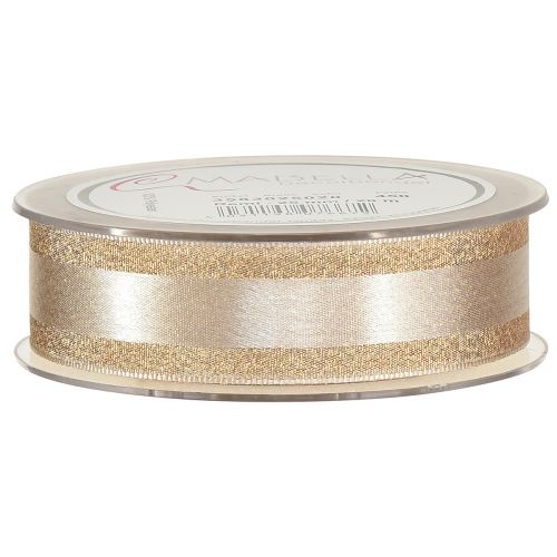 Article Ruban décoratif doré avec paillettes et rayures ruban cadeau 25mm 20m