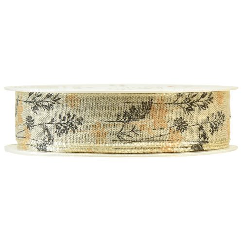 Article Ruban décoratif herbes et feuilles ruban de lin naturel 25mm 18m