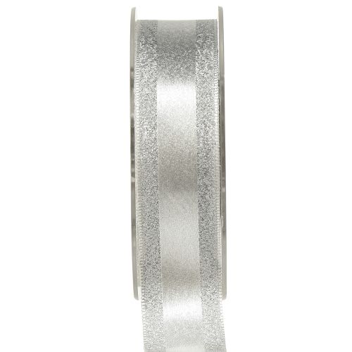 Article Ruban décoratif argent avec paillettes ruban cadeau à rayures 25mm 20m