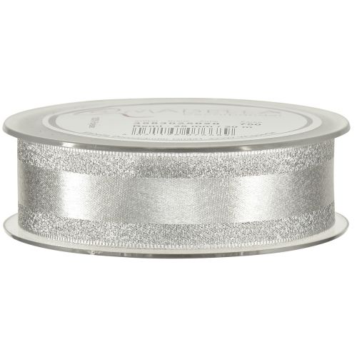 Article Ruban décoratif argent avec paillettes ruban cadeau à rayures 25mm 20m
