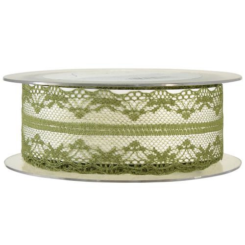 Article Ruban décoratif dentelle ruban dentelle vert mousse 40mm 20m