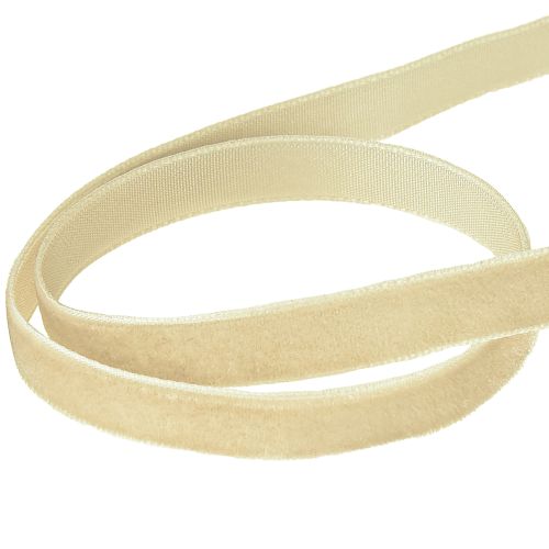 Article Ruban décoratif en velours, ruban cadeau, velours beige, 10 mm, 20 m
