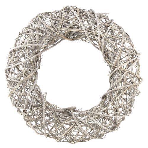 Floristik24 Couronne décorative bois décoration rotin blanc naturel Ø40cm H9,5cm