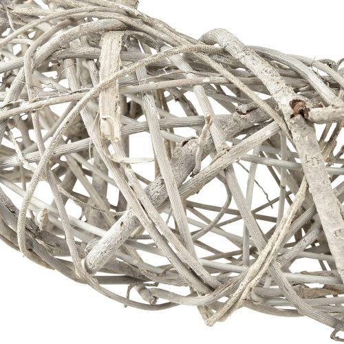 Floristik24 Couronne décorative bois décoration rotin blanc naturel Ø40cm H9,5cm