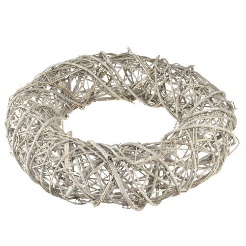 Floristik24 Couronne décorative bois décoration rotin blanc naturel Ø40cm H9,5cm