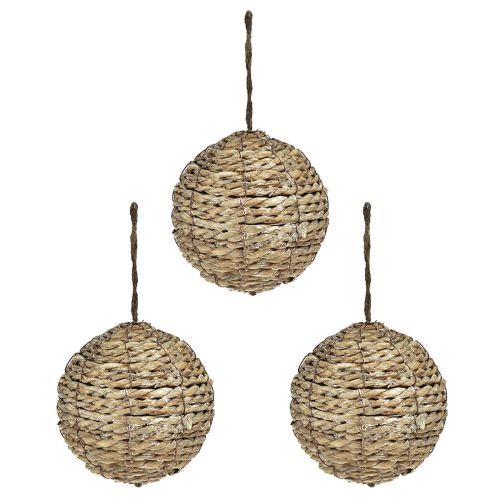 Article Boules décoratives à suspendre boules paille gris Ø15cm 3pcs