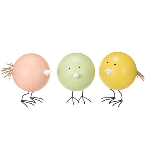 Figurines de poussins décoratives, idéales pour égayer le printemps et Pâques, 12 cm, lot de 3.
