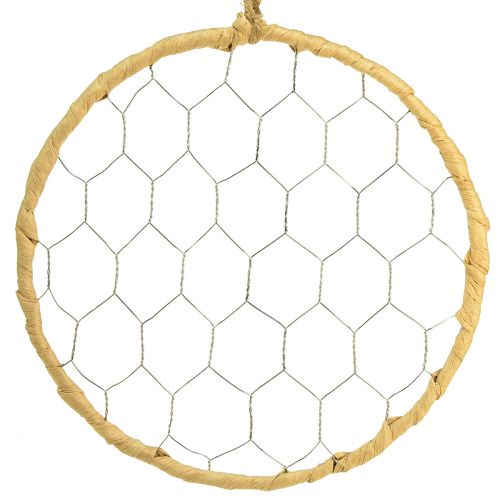 Article Anneau décoratif en métal Raphia à suspendre Ø20cm 4pcs