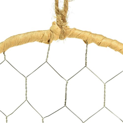 Article Anneau décoratif en métal Raphia à suspendre Ø20cm 4pcs