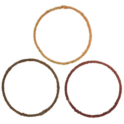 Floristik24 Anneau décoratif anneau coloré boucle de jute jaune ocre marron Ø20cm 9pcs