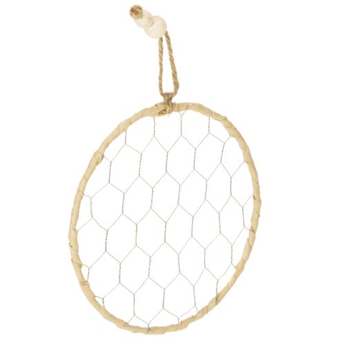 Floristik24 Anneaux décoratifs en métal et raphia, Ø 20 cm, lot de 4, décoration murale bohème, décoration de fenêtre