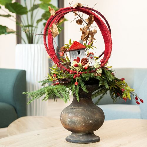 Article Anneau décoratif jute décoration boucle rouge rouge foncé Ø30cm 4pcs