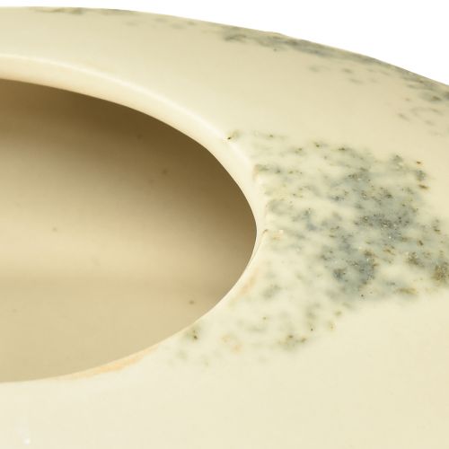 Article Bol décoratif ovale plat en céramique crème gris vert 19×14×5cm