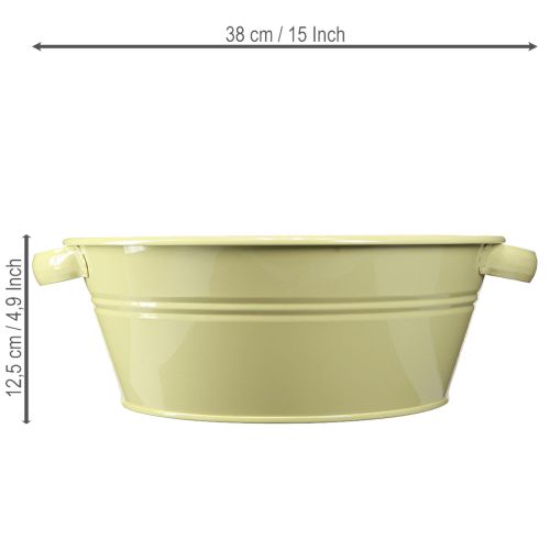 Article Bol décoratif en métal, vert-jaune, coupe à fleurs avec anse, Ø33,5 cm