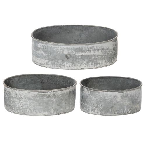 Article Bol décoratif en métal, ovale, gris, L22,5/19,5/16 cm, lot de 3