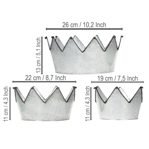 Bol décoratif en métal, couronne Ø 26,5/22,5/19 cm, lot de 3 | Floristik24.be