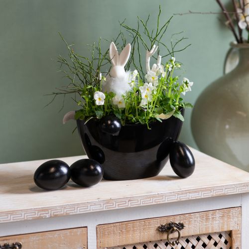Floristik24 Bol décoratif bateau à plantes ovale noir 24x9,5cmx14,5cm