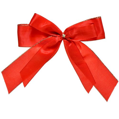 Floristik24 Noeud décoratif noeud rouge avec bord doré - décoration de Noël élégante 4cm de large 15×21cm 10pcs